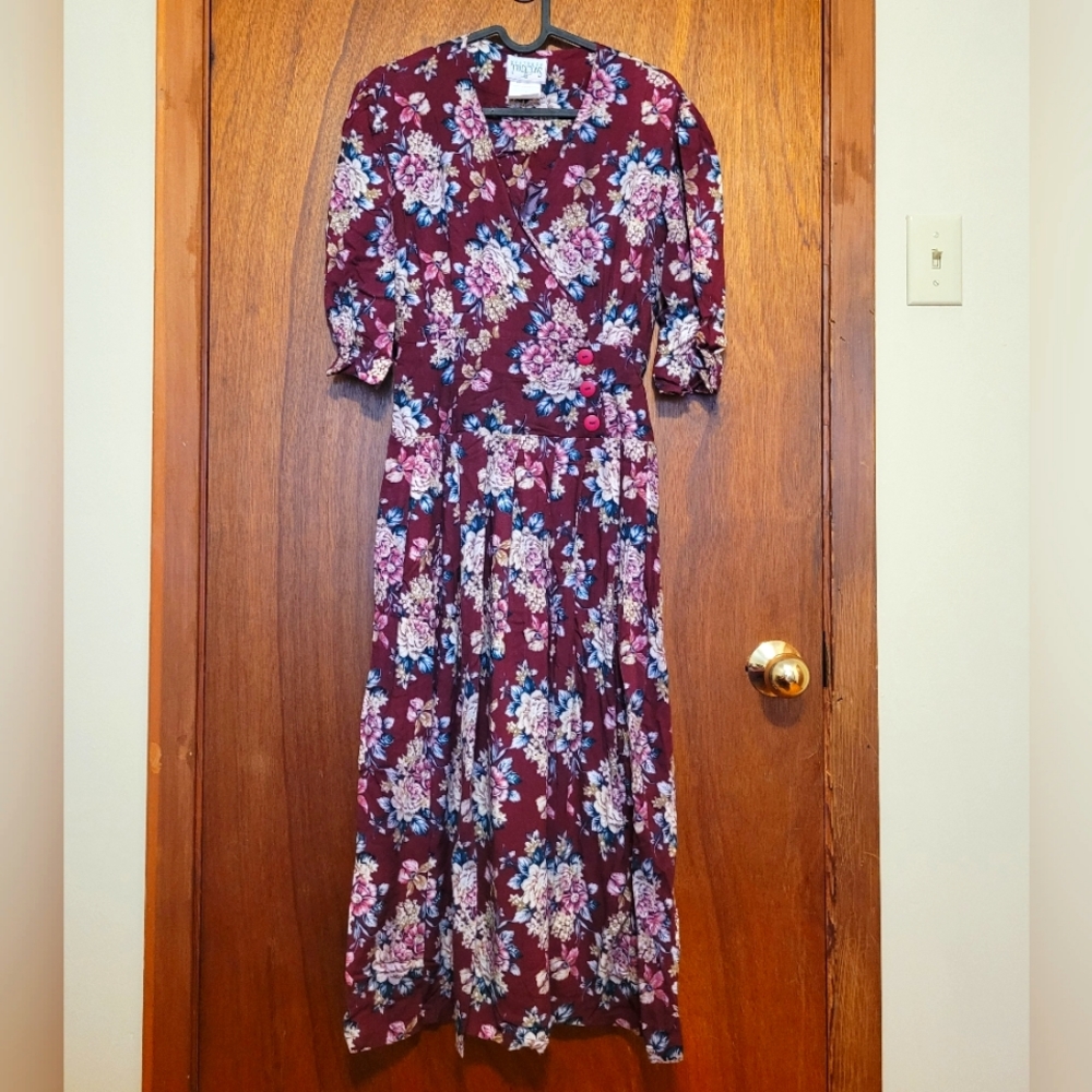 Vintage floral midi dress -  S/M